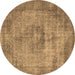 Round Oriental Brown Industrial Rug, urb1914brn