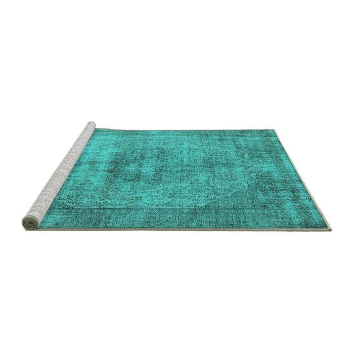 Sideview of Machine Washable Oriental Turquoise Industrial Area Rugs, wshurb1914turq