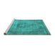 Sideview of Machine Washable Oriental Turquoise Industrial Area Rugs, wshurb1914turq