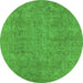 Round Oriental Green Industrial Rug, urb1915grn