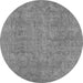 Round Oriental Gray Industrial Rug, urb1915gry