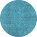 Round Oriental Light Blue Industrial Rug, urb1915lblu
