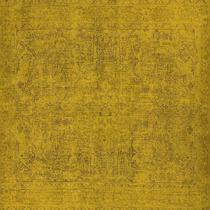 Square Machine Washable Oriental Yellow Industrial Rug, wshurb1915yw