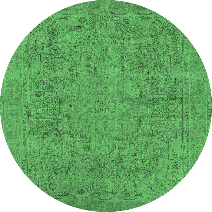 Round Oriental Emerald Green Industrial Rug, urb1915emgrn