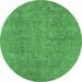Round Oriental Emerald Green Industrial Rug, urb1915emgrn