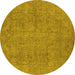 Round Oriental Yellow Industrial Rug, urb1915yw