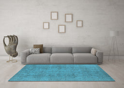 Machine Washable Oriental Light Blue Industrial Rug in a Living Room, wshurb1915lblu