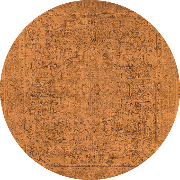 Round Machine Washable Oriental Orange Industrial Area Rugs, wshurb1915org