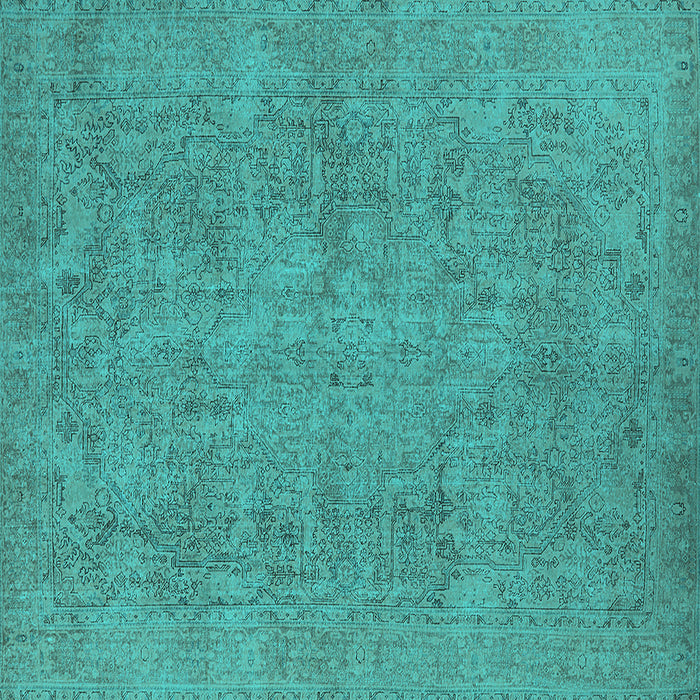 Square Oriental Turquoise Industrial Rug, urb1915turq