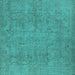 Square Oriental Turquoise Industrial Rug, urb1915turq