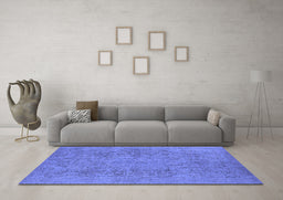 Machine Washable Oriental Blue Industrial Rug in a Living Room, wshurb1915blu