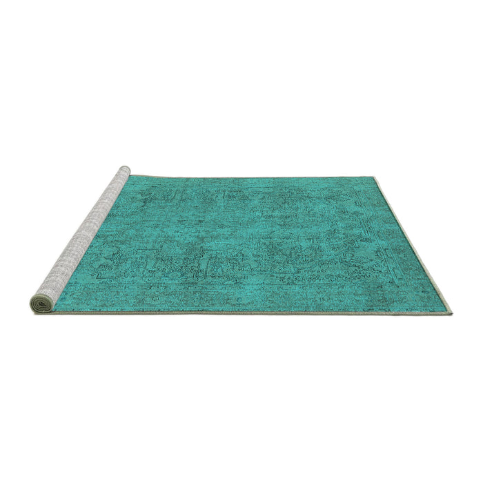 Sideview of Machine Washable Oriental Turquoise Industrial Area Rugs, wshurb1915turq