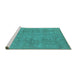 Sideview of Machine Washable Oriental Turquoise Industrial Area Rugs, wshurb1915turq