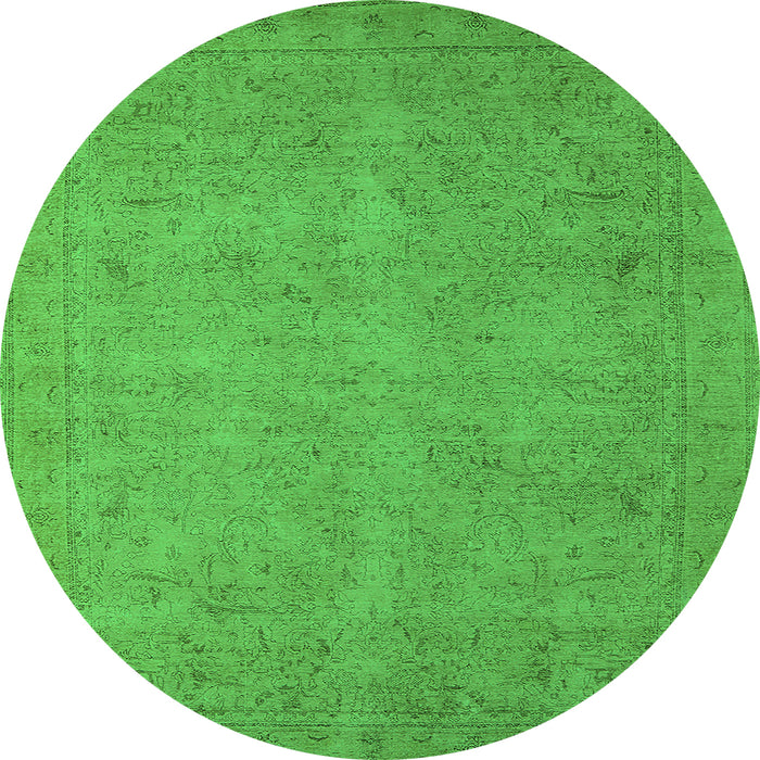 Round Oriental Green Industrial Rug, urb1916grn