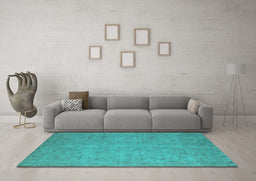 Machine Washable Oriental Turquoise Industrial Area Rugs in a Living Room,, wshurb1916turq