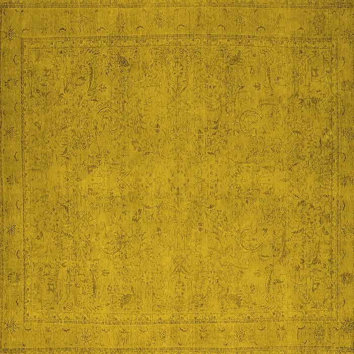 Square Machine Washable Oriental Yellow Industrial Rug, wshurb1916yw