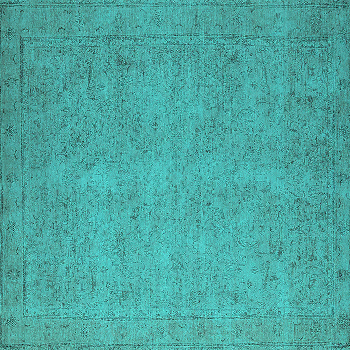 Square Machine Washable Oriental Turquoise Industrial Area Rugs, wshurb1916turq
