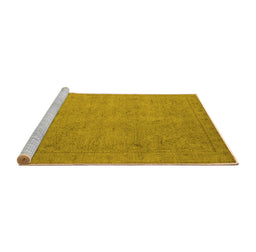 Sideview of Machine Washable Oriental Yellow Industrial Rug, wshurb1916yw