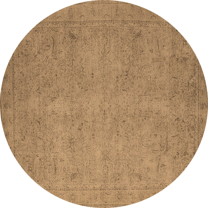 Round Machine Washable Oriental Brown Industrial Rug, wshurb1916brn