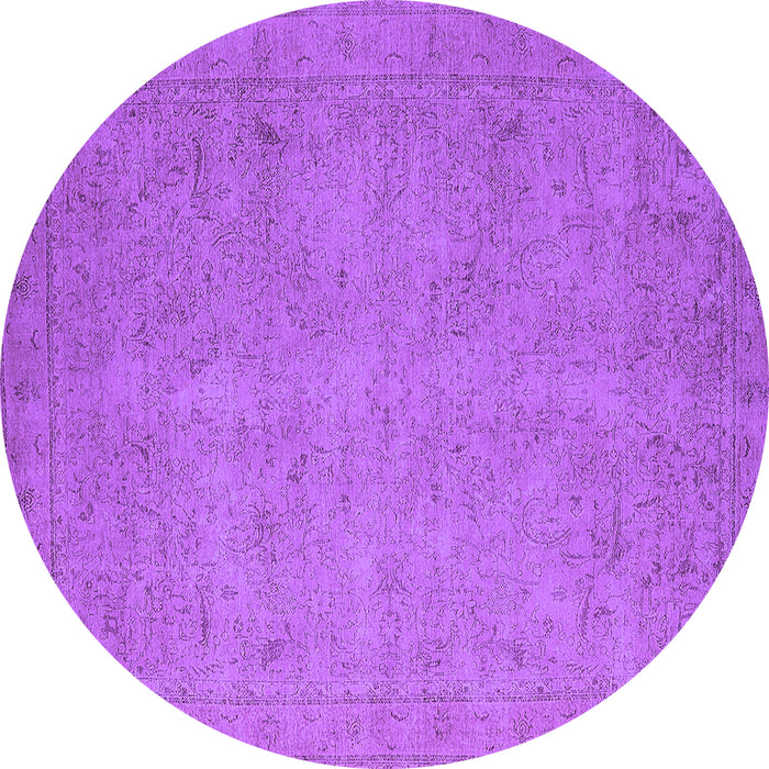 Round Machine Washable Oriental Purple Industrial Area Rugs, wshurb1916pur