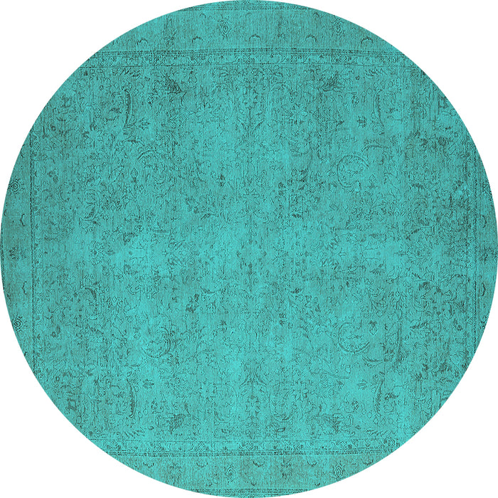 Round Machine Washable Oriental Turquoise Industrial Area Rugs, wshurb1916turq