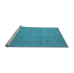 Sideview of Machine Washable Oriental Light Blue Industrial Rug, wshurb1916lblu