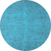 Round Oriental Light Blue Industrial Rug, urb1916lblu