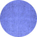 Round Oriental Blue Industrial Rug, urb1916blu