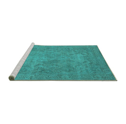 Sideview of Machine Washable Oriental Turquoise Industrial Area Rugs, wshurb1917turq
