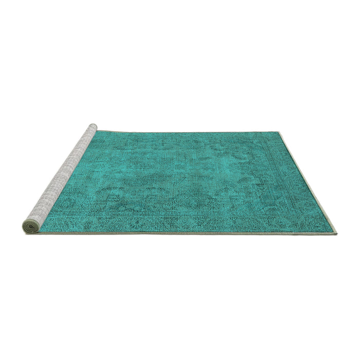Sideview of Machine Washable Oriental Turquoise Industrial Area Rugs, wshurb1917turq