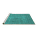 Sideview of Machine Washable Oriental Turquoise Industrial Area Rugs, wshurb1917turq