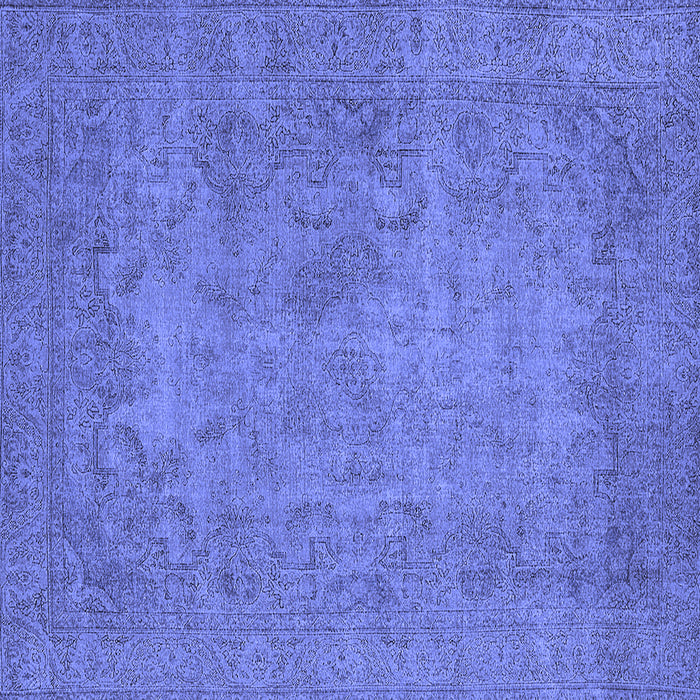 Square Oriental Blue Industrial Rug, urb1917blu