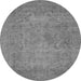 Round Oriental Gray Industrial Rug, urb1917gry