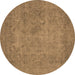 Round Oriental Brown Industrial Rug, urb1917brn