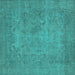 Square Oriental Turquoise Industrial Rug, urb1917turq