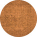 Round Machine Washable Oriental Orange Industrial Area Rugs, wshurb1917org