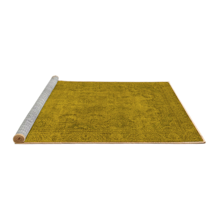 Sideview of Machine Washable Oriental Yellow Industrial Rug, wshurb1917yw