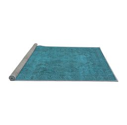Sideview of Machine Washable Oriental Light Blue Industrial Rug, wshurb1917lblu