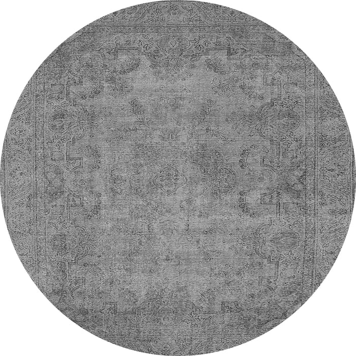 Round Machine Washable Oriental Gray Industrial Rug, wshurb1917gry