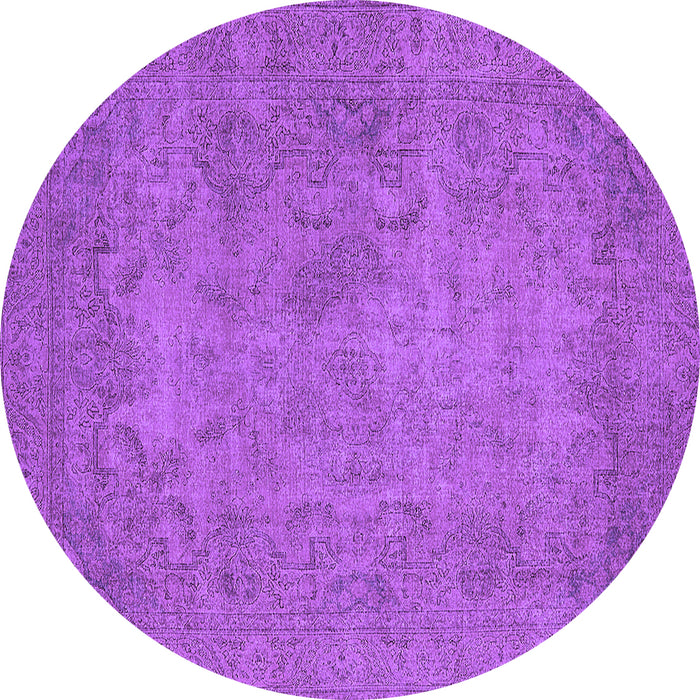Round Machine Washable Oriental Purple Industrial Area Rugs, wshurb1917pur