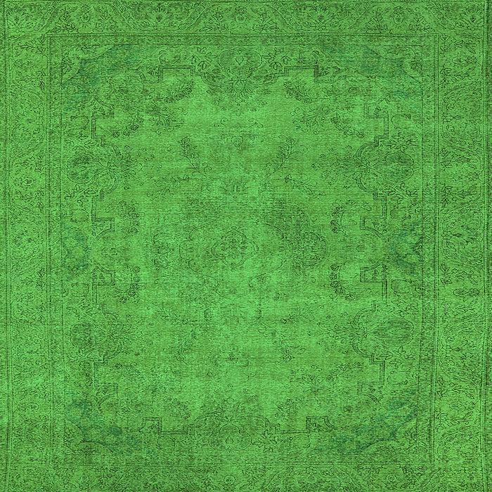 Square Machine Washable Oriental Green Industrial Area Rugs, wshurb1917grn