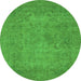 Round Oriental Green Industrial Rug, urb1917grn