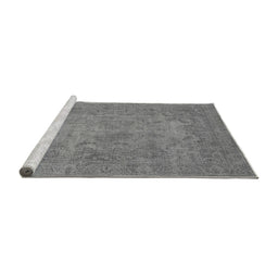 Sideview of Machine Washable Oriental Gray Industrial Rug, wshurb1917gry