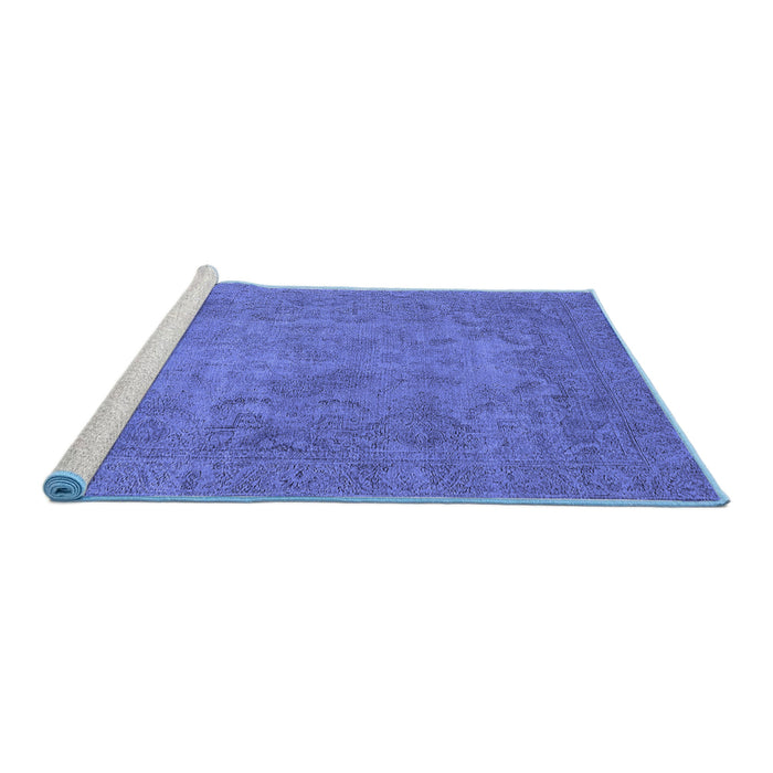 Sideview of Machine Washable Oriental Blue Industrial Rug, wshurb1917blu