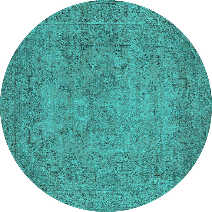 Round Oriental Turquoise Industrial Rug, urb1917turq
