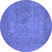 Round Oriental Blue Industrial Rug, urb1917blu