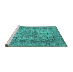 Sideview of Machine Washable Oriental Turquoise Industrial Area Rugs, wshurb1918turq