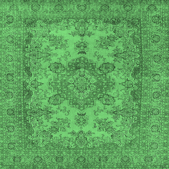 Square Oriental Emerald Green Industrial Rug, urb1918emgrn