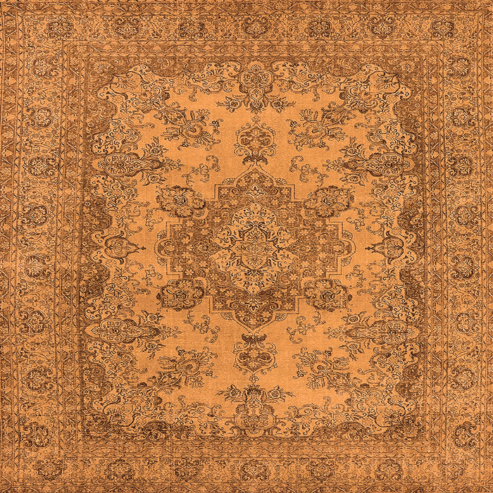 Square Machine Washable Oriental Orange Industrial Area Rugs, wshurb1918org