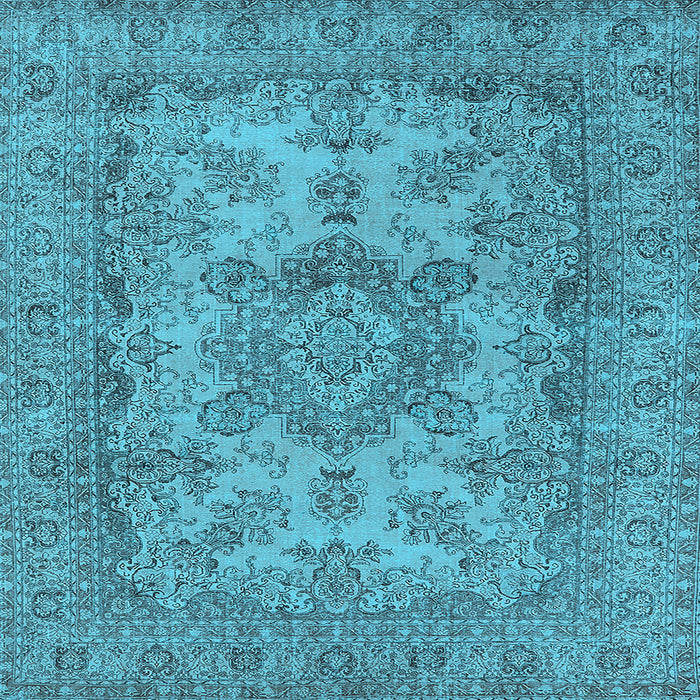 Square Machine Washable Oriental Light Blue Industrial Rug, wshurb1918lblu